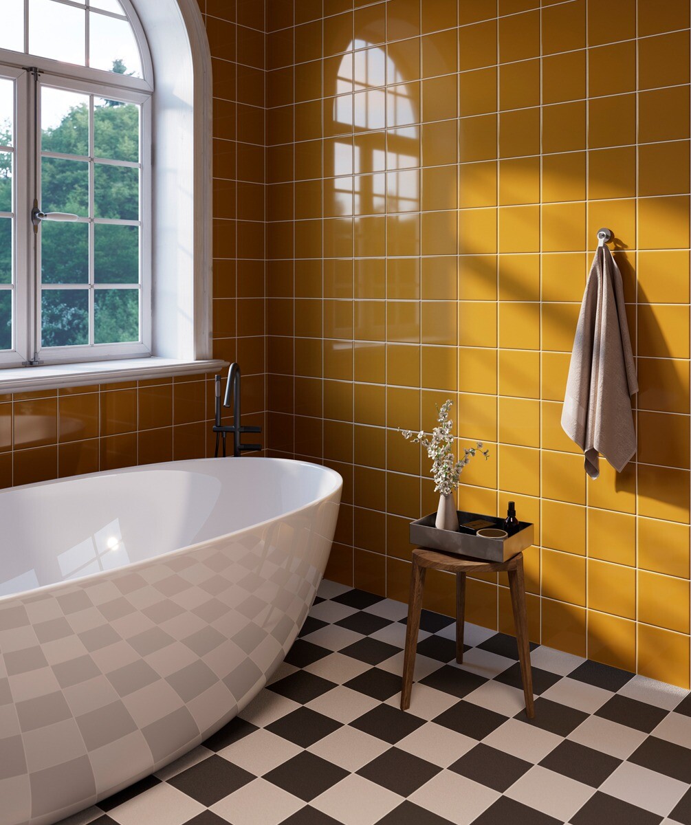 Matrix Mustard Gloss Bathroom Tiles
