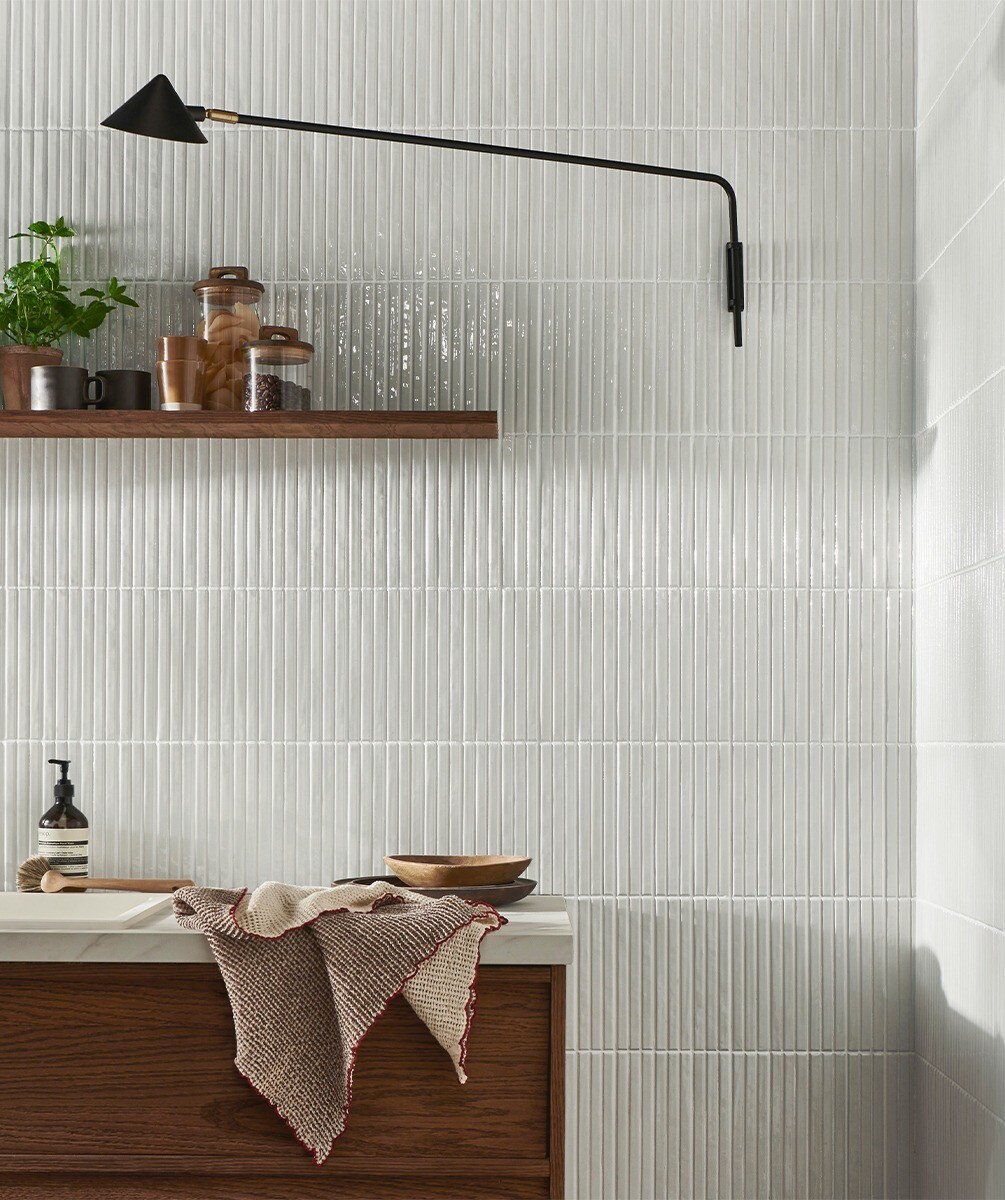 Zellica™ Flute Antique White Tile (6cm x 24cm) | Topps Tiles