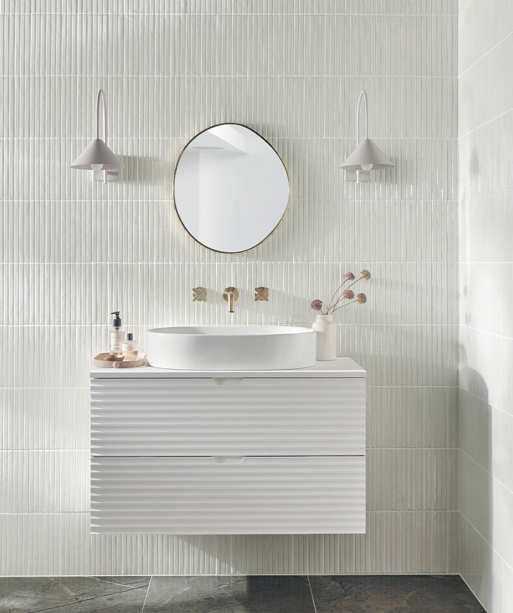 Zellica™ Flute Antique White Tile (6cm x 24cm) | Topps Tiles