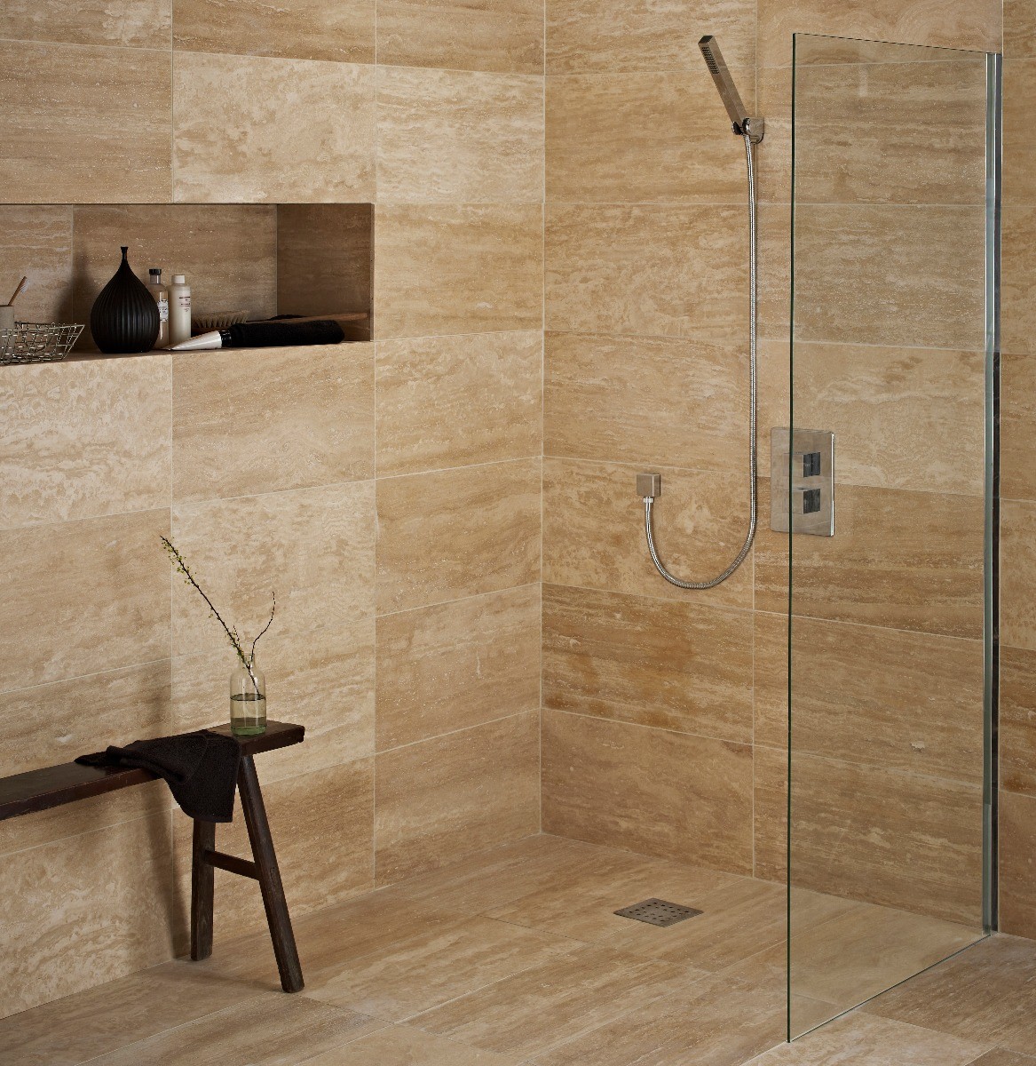 Sandelwood Travertine Topps Tiles, Travertine Bathroom Tile