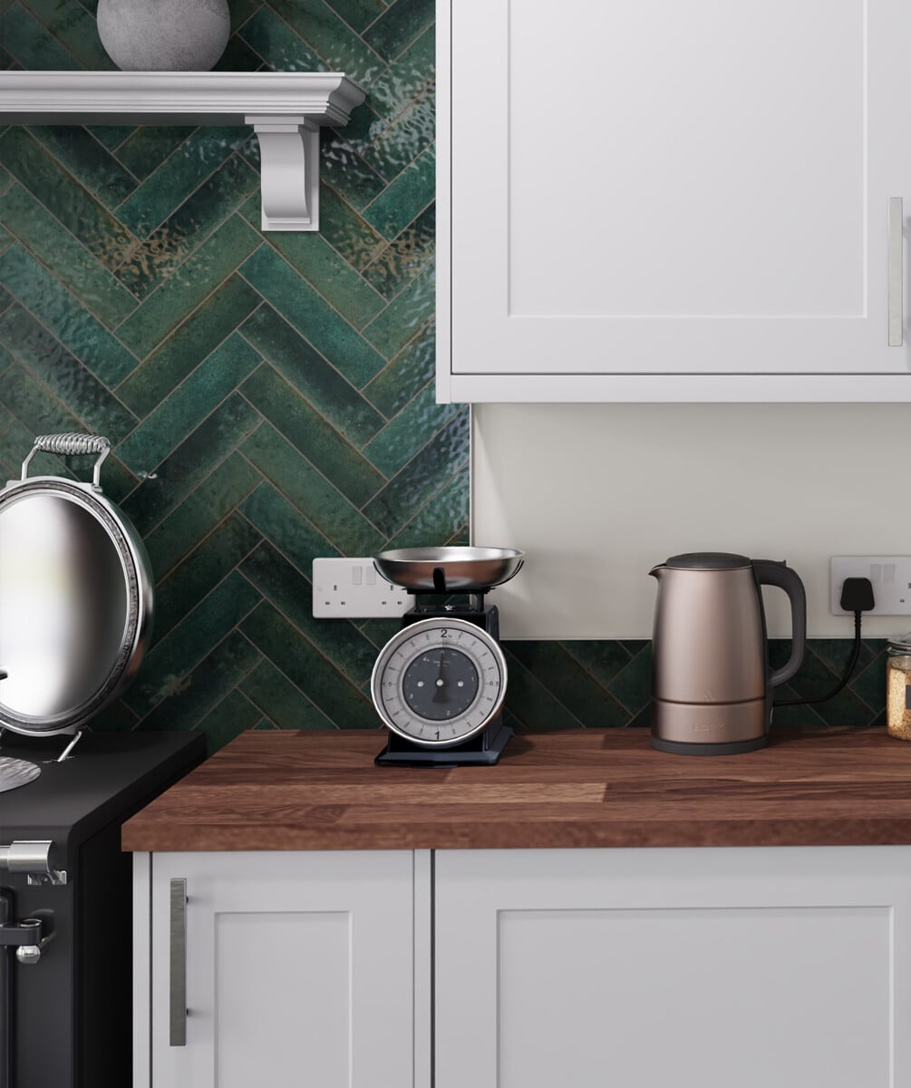 Zellica Forest Green Tile (6cm x 24cm) | Topps Tiles